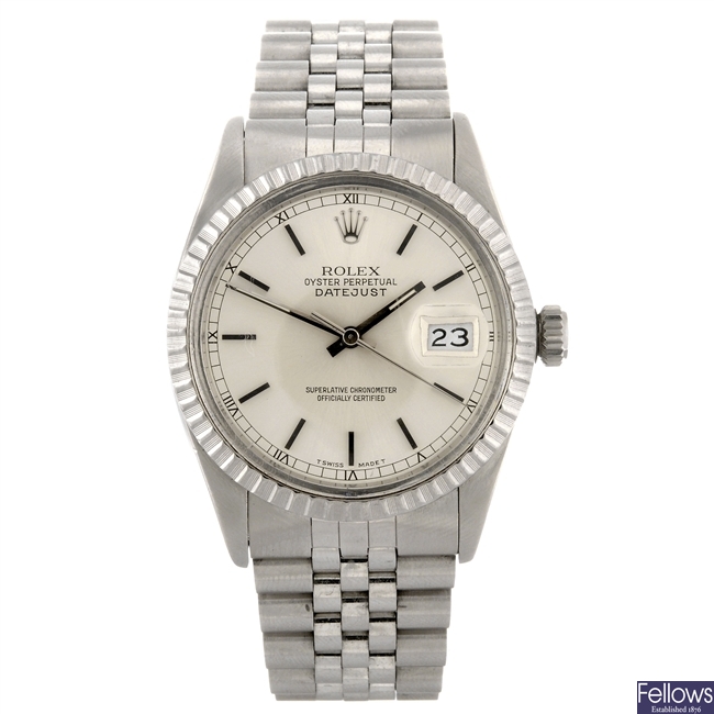 (82839) A stainless steel automatic gentleman's Rolex Oyster Perpetual Datejust bracelet watch.