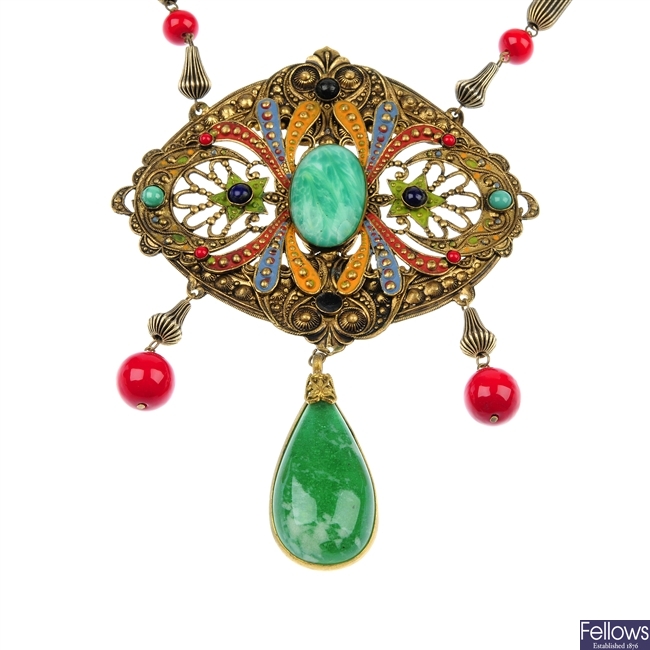 A turn of the century Czech-style paste necklace.