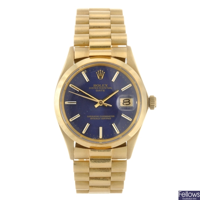 A 14k gold automatic gentleman's Rolex Date bracelet watch.