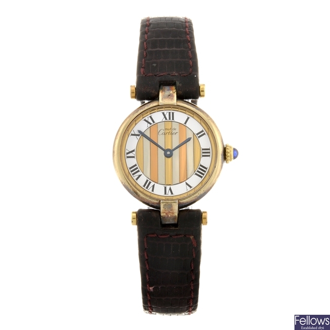(1011024222) A gold plated quartz lady's Must De Cartier Vendome wrist watch.