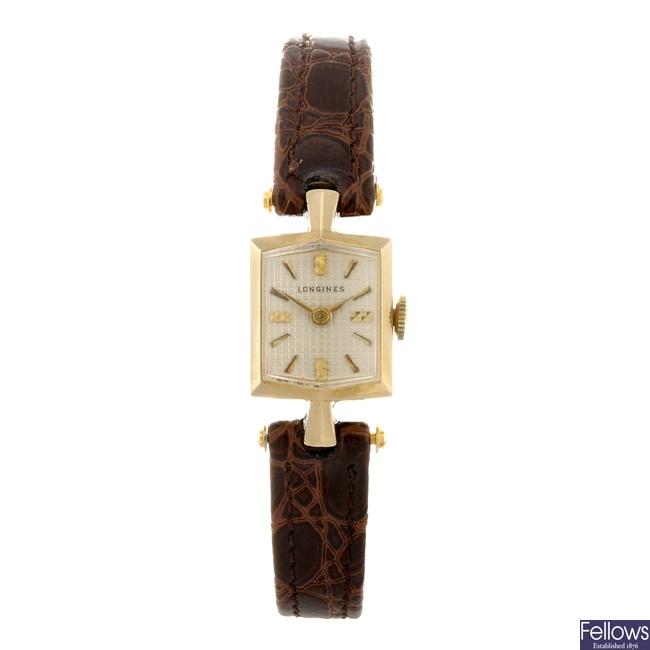 (307087833) A 14k gold manual wind lady's Longines wrist watch.