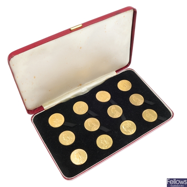 12 Victorian cased Sovereigns.