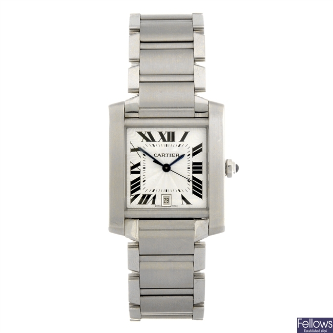 (122081050) A stainless steel automatic Cartier Tank Francaise bracelet watch.