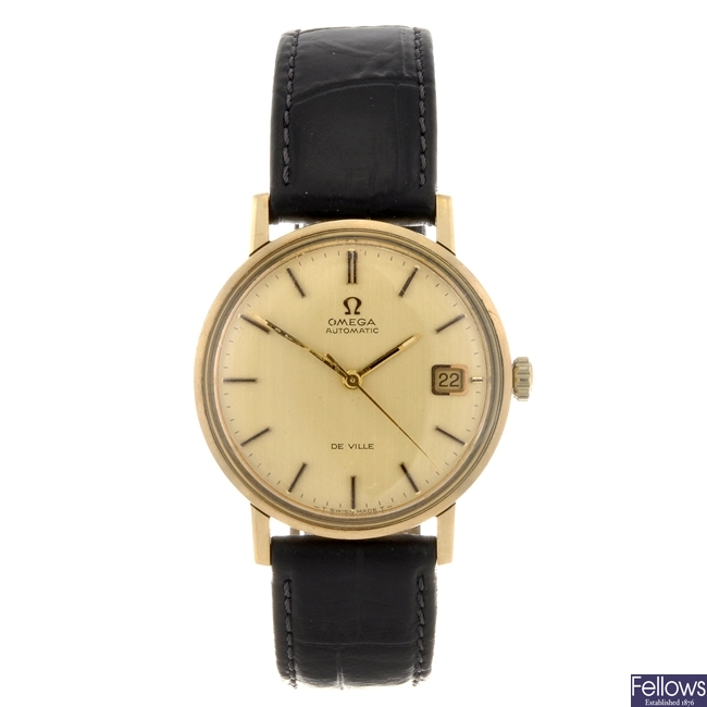 A 9ct gold manual wind gentleman's Omega Seamaster De Ville wrist watch.