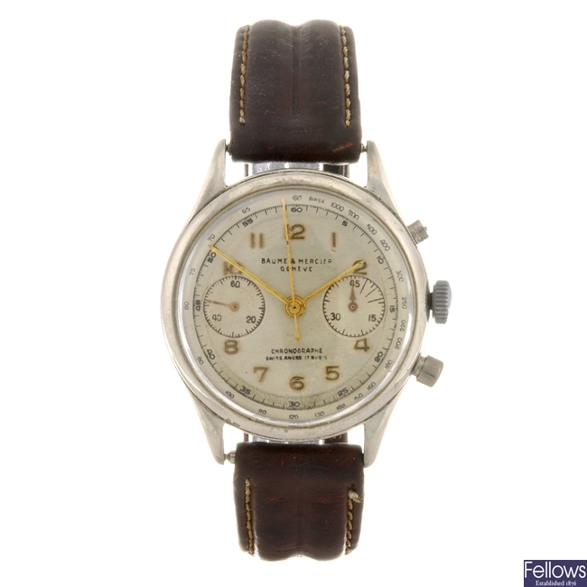 A base metal manual wind gentleman's Baume & Mercier chronograph wrist watch.