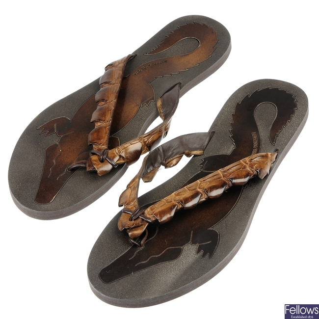 Spiral leather flip flops Bottega Veneta Brown size 35 EU in Leather -  30735166