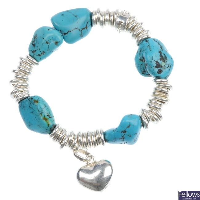 LINKS OF LONDON - a turquoise 'Sweetie' bracelet.