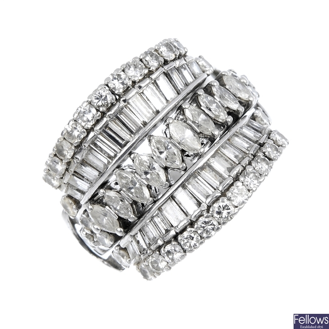 A diamond two-part dress ring.