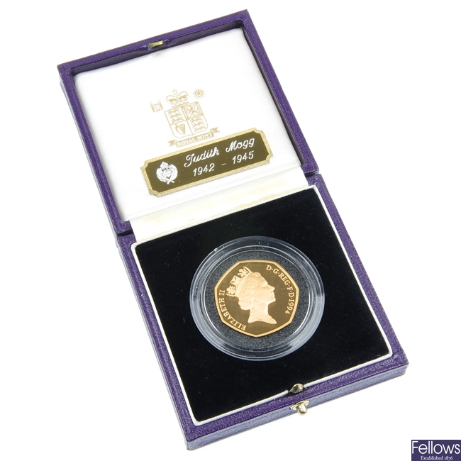 Elizabeth II, Gold Proof D-Day commemorative Fifty-Pence.