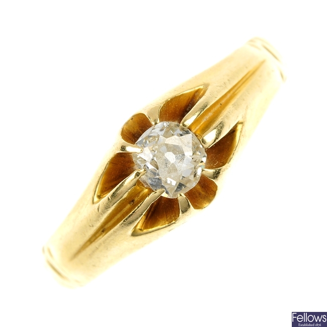 An early 20th century gold diamond single-stone ring. 