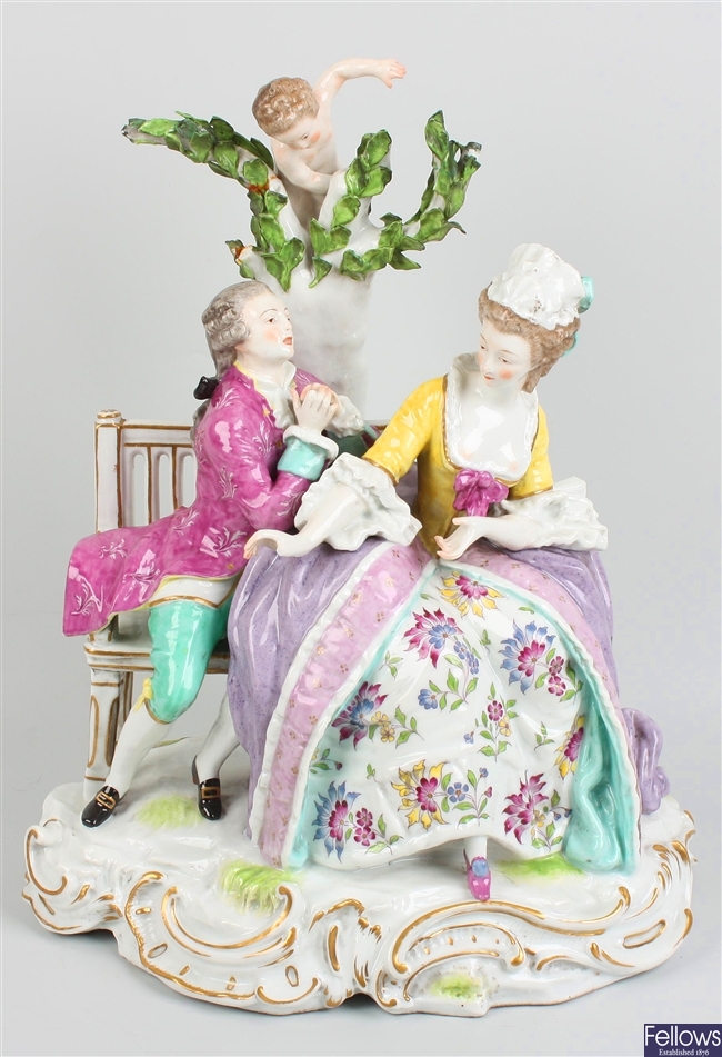 A Meissen-style porcelain figure group