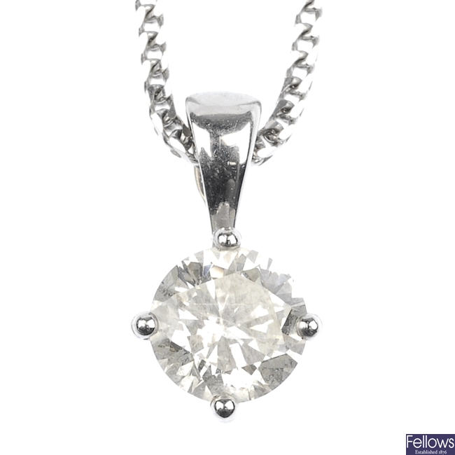 (118797-2-A) An 18ct gold diamond single-stone pendant.