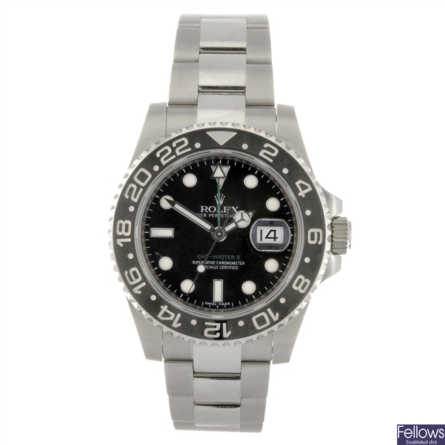(400005-1-A) A stainless steel automatic gentleman's Rolex GMT-Master II bracelet watch.