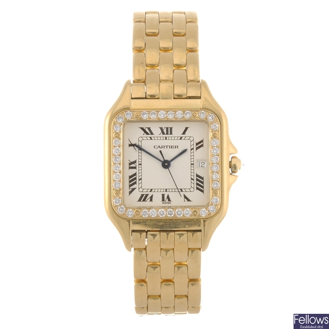 (527973-1-A) An 18k gold quartz gentleman's Panthere bracelet watch.