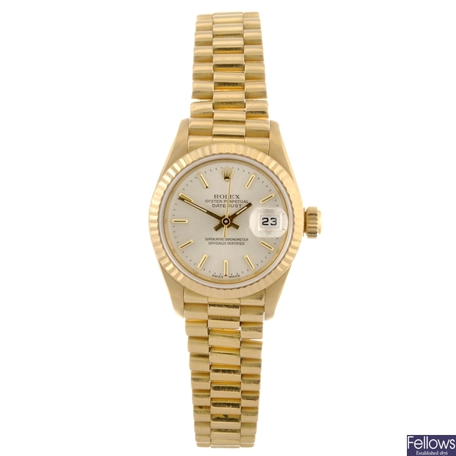 (528117-1-A) An 18k gold automatic lady's Rolex Datejust bracelet watch.