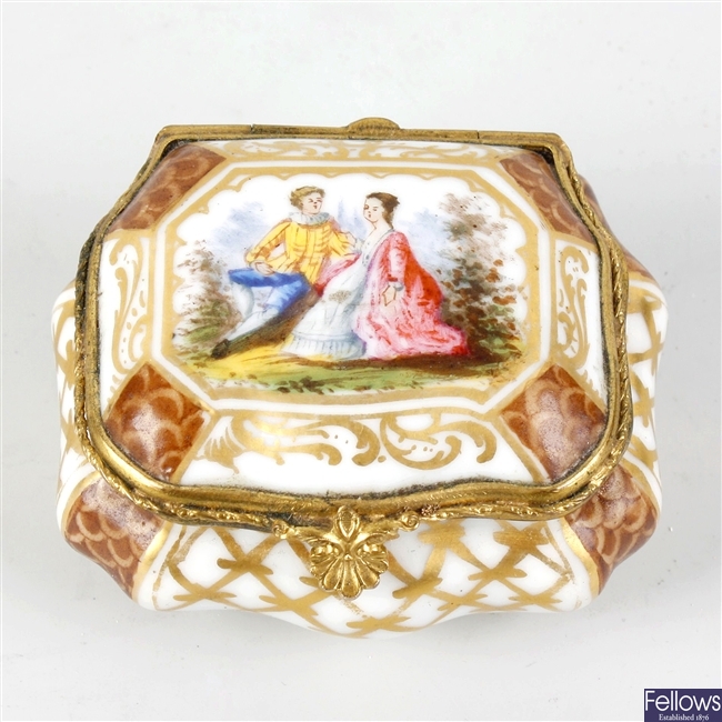 A Continental porcelain box and cover