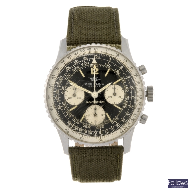 A stainless steel manual wind gentleman's Breitling Navitimer 806 wrist watch.