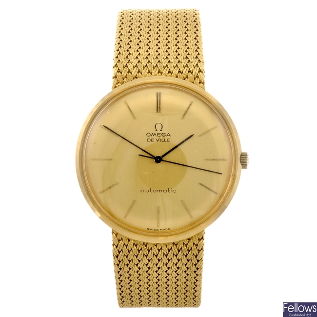 An 18k gold automatic gentleman's Omega De Ville bracelet watch.