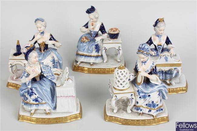 A set of five Unter Weissback porcelain figures 