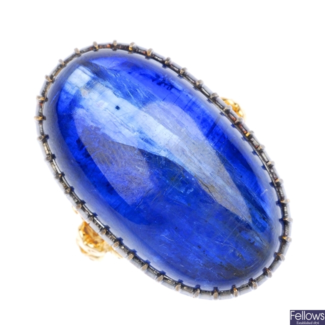 A kyanite single-stone ring.