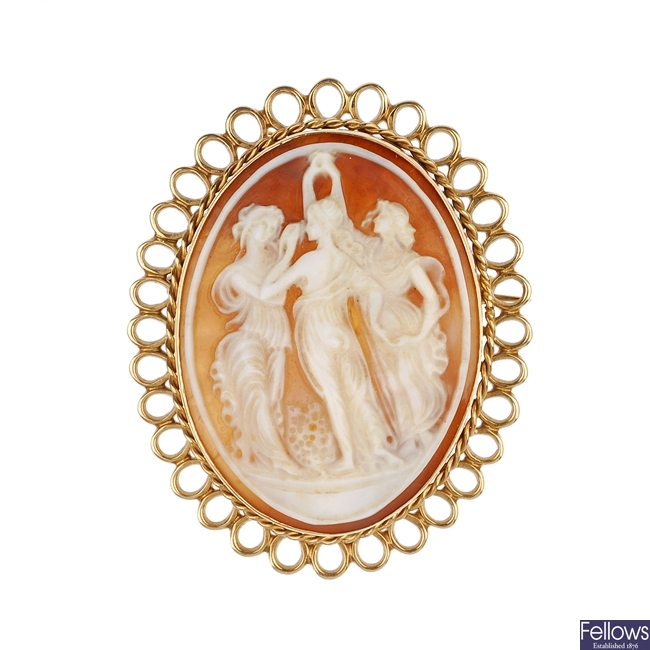 A 9ct gold shell cameo 6005brooch.