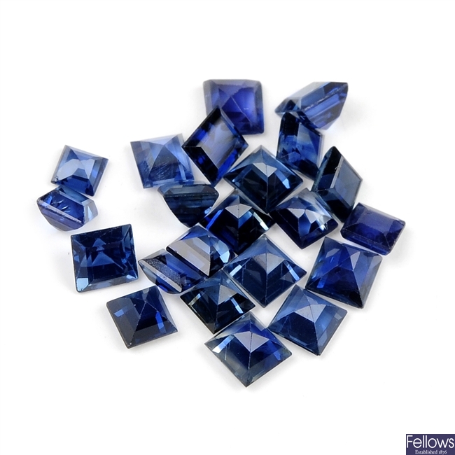A selection of square-shape sapphires.