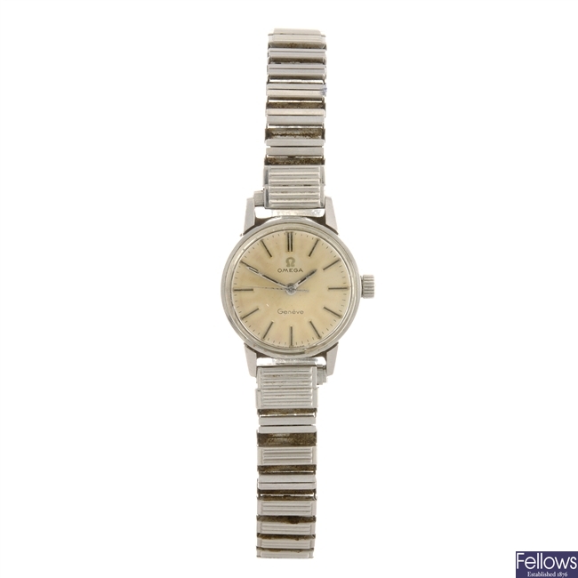 A stainless steel manual wind lady's Omega Seamaster Geneve bracelet watch.