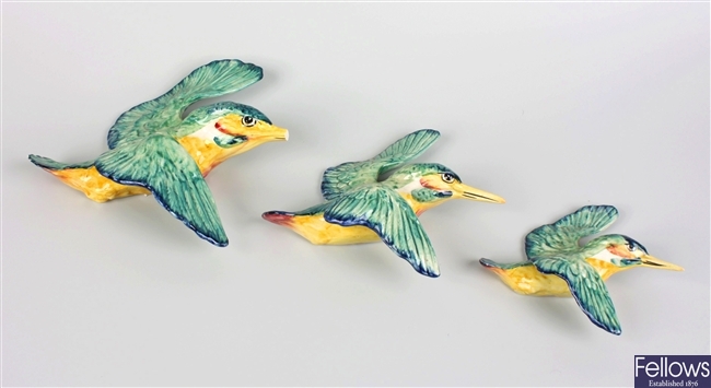 A set of three Beswick pottery kingfisher wall plaques
