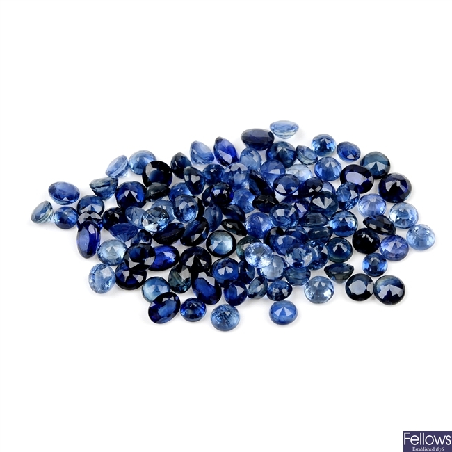 A selection of oval and circular-shape sapphires.
