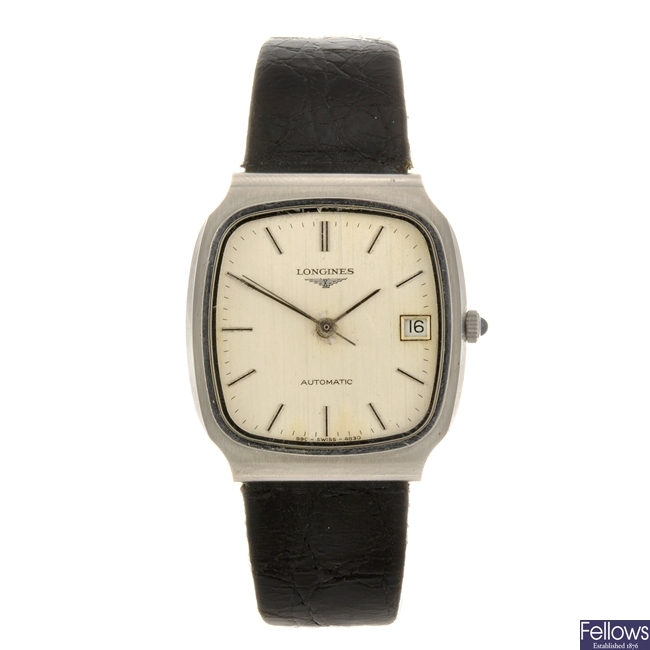 A stainless steel automatic gentleman's Longines wrist watch.