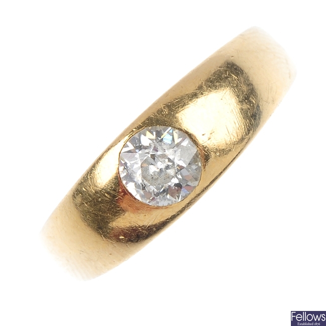 An 18ct gold diamond single-stone ring