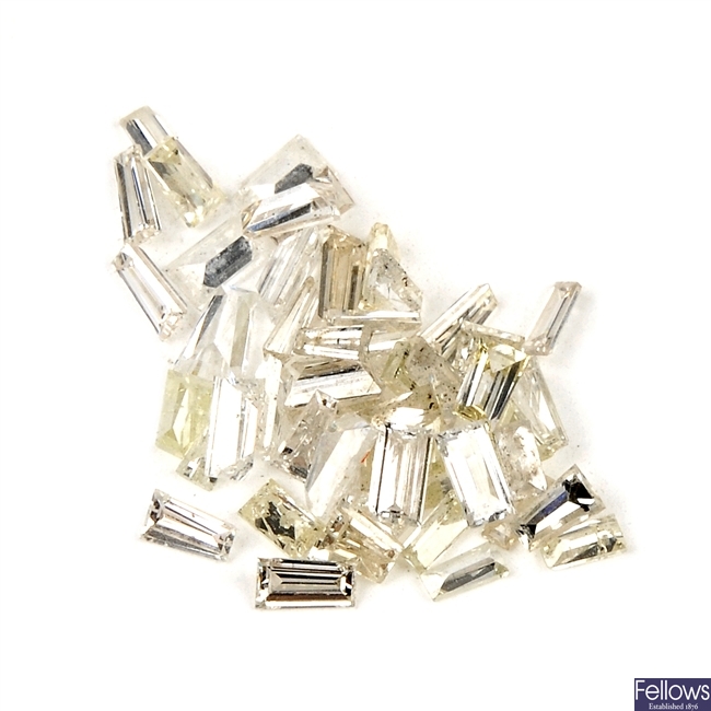 A selection of baguette and tapered baguette-cut diamonds.