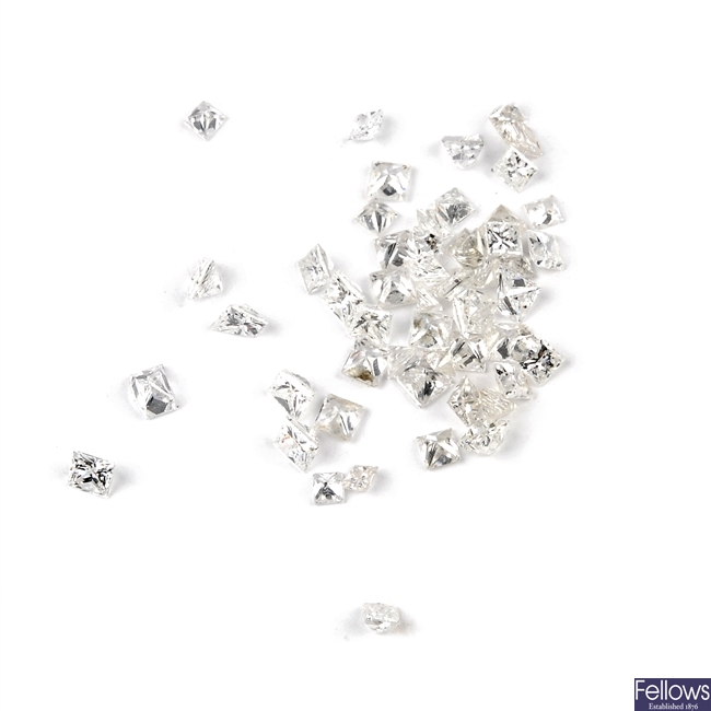 A selection of square-shape diamonds.