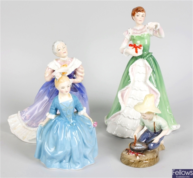 Six Royal Doulton bone china figurines