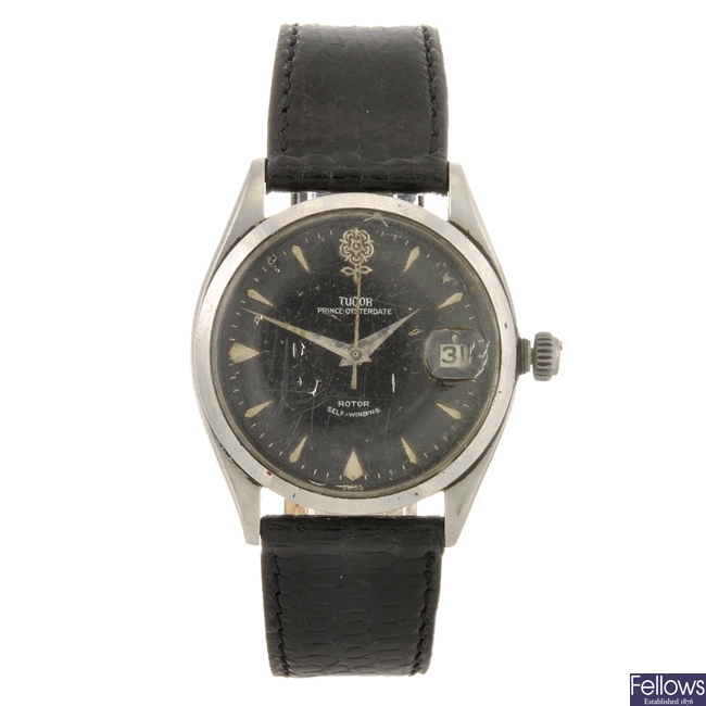 A stainless steel automatic gentleman's Tudor Prince-Oysterdate wrist watch.