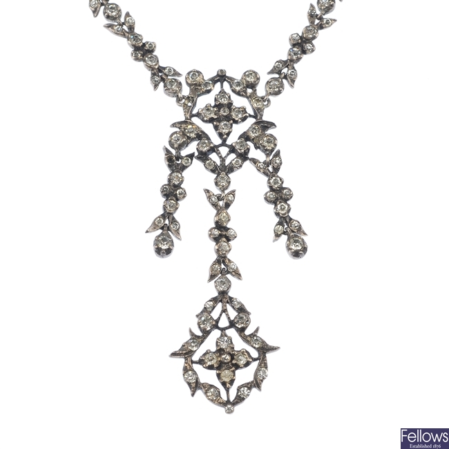 A mid 20th century continental silver paste necklace. 