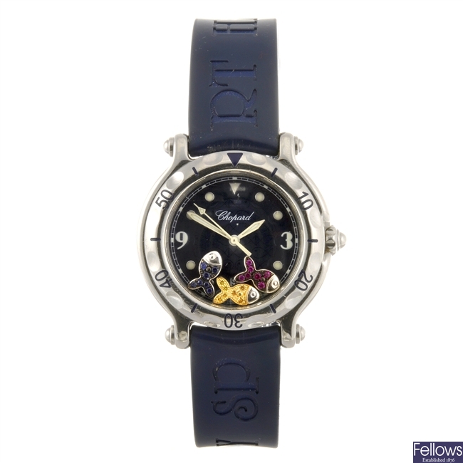 (49693) A stainless steel quartz lady's Chopard Happy Sport wrist watch.