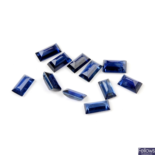 A selection of rectangular-shape sapphires.