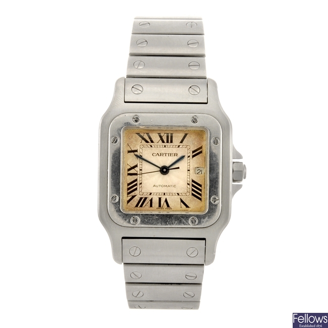 (307090425) A stainless steel automatic Cartier Santos bracelet watch.