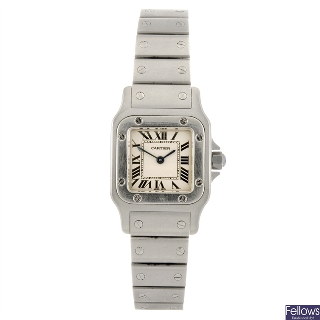 (307090912) A stainless steel quartz Cartier Santos bracelet watch.
