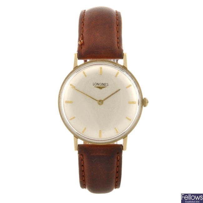 (1102015897) A 9ct gold manual wind gentleman's Longines wrist watch.