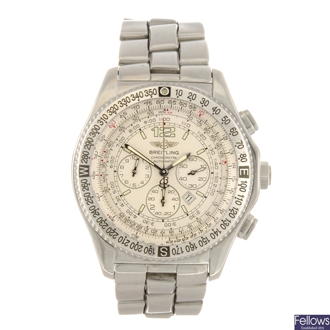 A stainless steel automatic chronograph gentleman's Breitling B-2 bracelet watch.