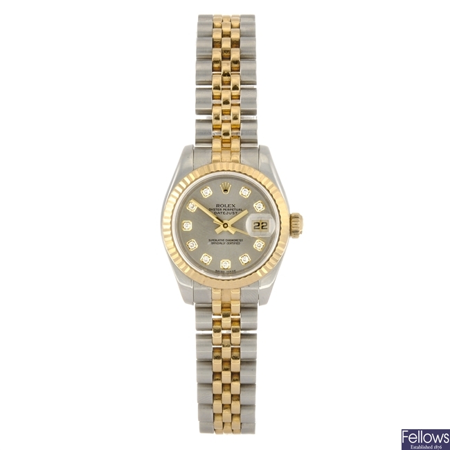 (301152647) A bi-metal automatic lady's Rolex Datejust bracelet watch.