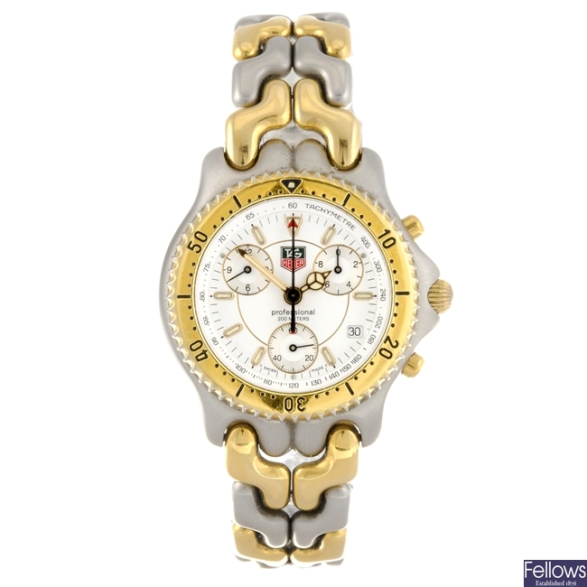 (301152648) A bi-colour quartz chronograph gentleman's Tag Heuer S/el bracelet watch.
