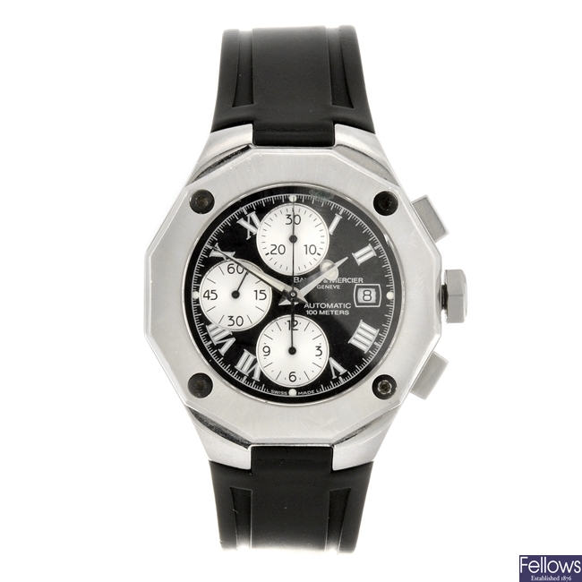A stainless steel automatic chronograph gentleman's Baume & Mercier Riviera wrist watch.