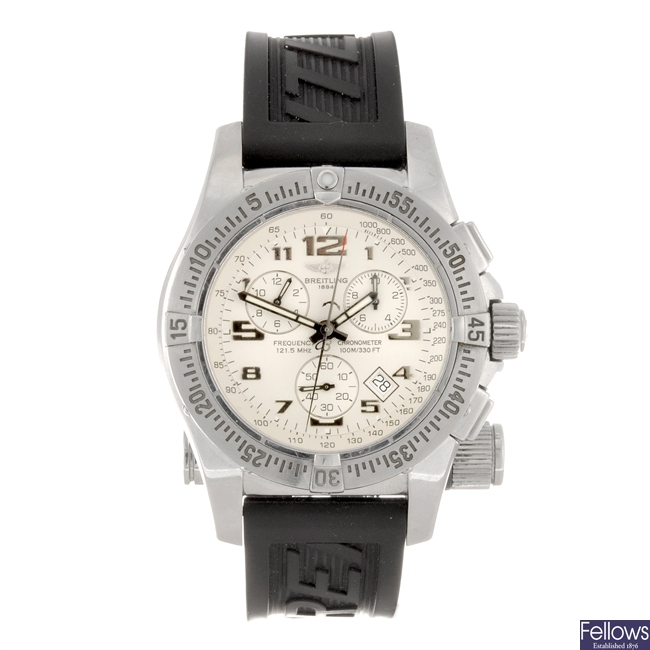A stainless steel quartz gentleman's Breitling Emergency Mission wrist watch.
