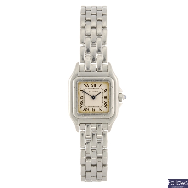 A stainless steel quartz Cartier Panthere bracelet watch.