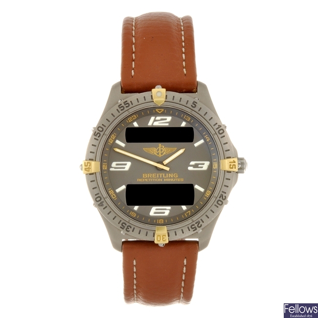 A titanium quartz gentleman's Breitling Aerospace wrist watch.