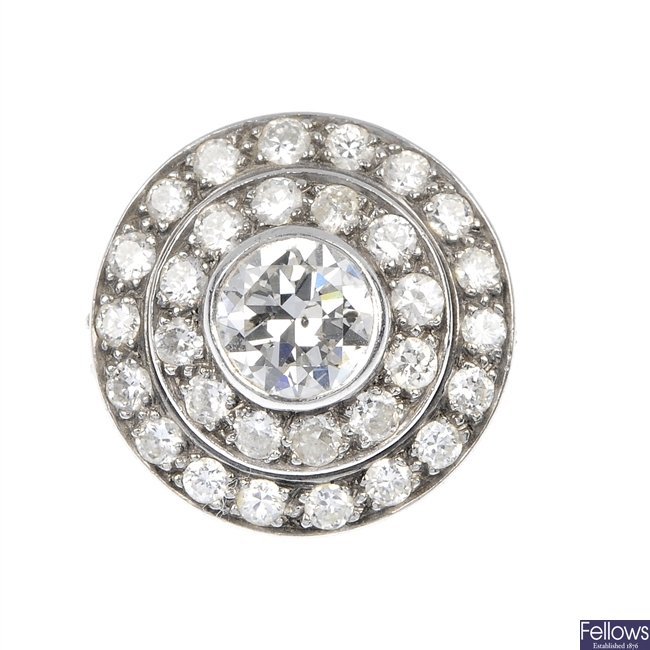 An early 20th century diamond cluster brooch.