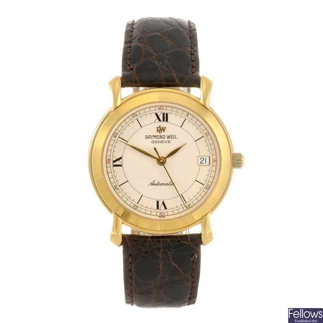 A gold plated automatic gentleman's Raymond Weil Tradition wrist watch.